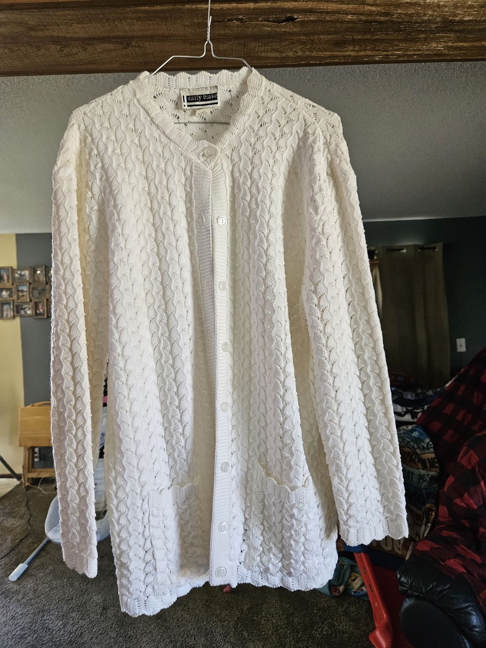 Cozy White Button-Up Cable Knit Cardigan